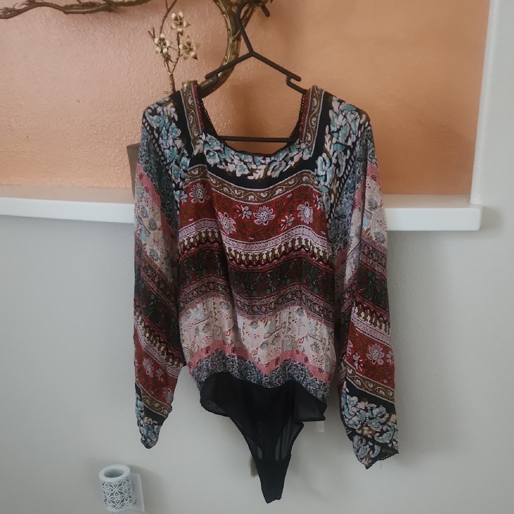 Free People Multicolor Patterned Bodysuit